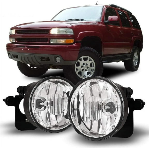 Fog Lights Fit For [2000-2006 Chevy Suburban 1500 2500 Z71] [2000-2006 Chevy Tahoe Z71], Clear Lens Bumper Driving Fog Lights Pair [1997-2003 Pontiac Grand Prix] [2000-2005 Pontiac Sunfire]