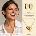 thumbnail image 4 of Linawe Black 14K Gold Plated Interlocking Circle Pendant Necklace for Women, Diamond Crystal Rhinestone Birthstone Cubic Zirconia Necklaces, Hypoallergenic Stainless Steel Chain, 4 of 7