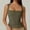 Army Green, variant on 1 Pcs Women's Square Neck Sleeveless Double-Layer Tank Tops Basic Tight T Shirts