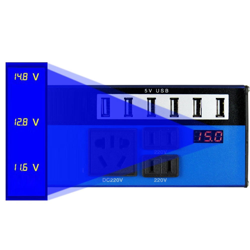 Fule Car Converter Power Inverter 1500W DC12V/24V to DC110V/220V Converter Trip 6USB