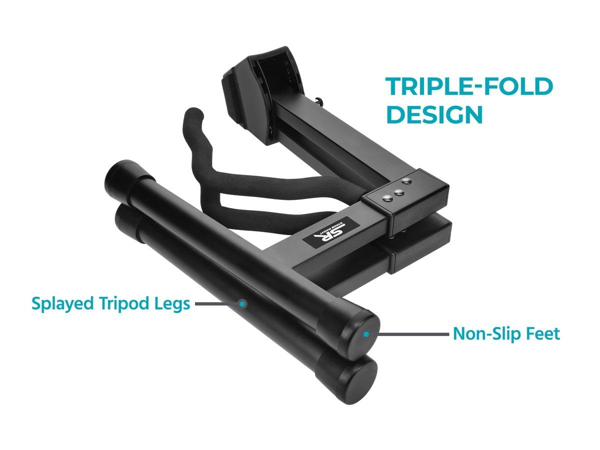 Monoprice A-Frame Stand for Electric, Acoustic, and Bass Guitars, Universal Guitar Stand, Adjustable Locking Pin, Versatile Yoke Design, EVA Rubber Padding, Triple-Fold Design - Stage Right Series