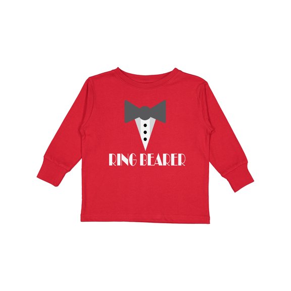 Inktastic Ring Bearer Mock Tux Tuxedo Boys Long Sleeve Toddler T-Shirt