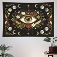 thumbnail image 6 of Boho Evil Eye Moon Phase Floral Feather Tapestry, Black Vintage Celestial Star Botanical Wall Hanging, Witchy Mystic Aesthetic Bedroom Dorm Wall Decor Tapestries, 60"×90", 6 of 6