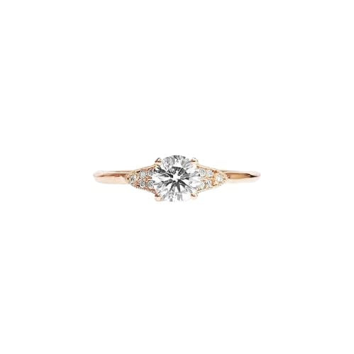 HeartsAndYou Minimalist Petite Engagement Ring for Women 0.55ct Round Cut Moissanite 18k Rose Gold Over Silver