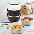 thumbnail image 3 of Electric Lunch Box,3 Layers 2L Portable Electric Heating Bento Lunch Box Food Storage Warmer Container Rice Cooker,110V 200W,Stainless Steel+PP, 3 of 9