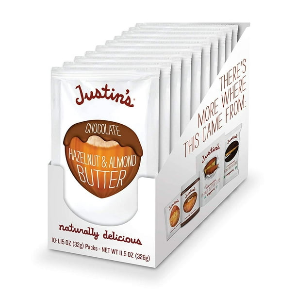 Justin's Chocolate Hazelnut & Almond Butter Squeeze Pack, Organic Cocoa