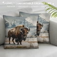 thumbnail image 3 of Orinice Bison Snow Mountains Graphic Decorative Cushion Throw Pillow Cover - Winter Pillowcase for Home Sofa Bedroom, 1PC 24x24in, 3 of 5