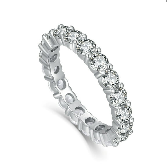 925 Sterling Silver Eternity Band Ring for Women, Full Circle Engagement Ring with Cubic Zirconia, Anniversary Wedding Jewelry with Drawer Style Box