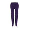thumbnail image 3 of Aofany Women's Workout Pants Fashion Casual Solid Color Elastic High Waist Trousers Lacing Up Long Straight Pants Purple S, 3 of 5