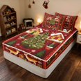 thumbnail image 3 of Manfei Christmas Tree Zipper Full Size Comforter Sets with Fitted Sheet and 2 Pillowcases Holiday Zipper Bedding Set, Pink Red, Xmas Reversible, 3 of 7