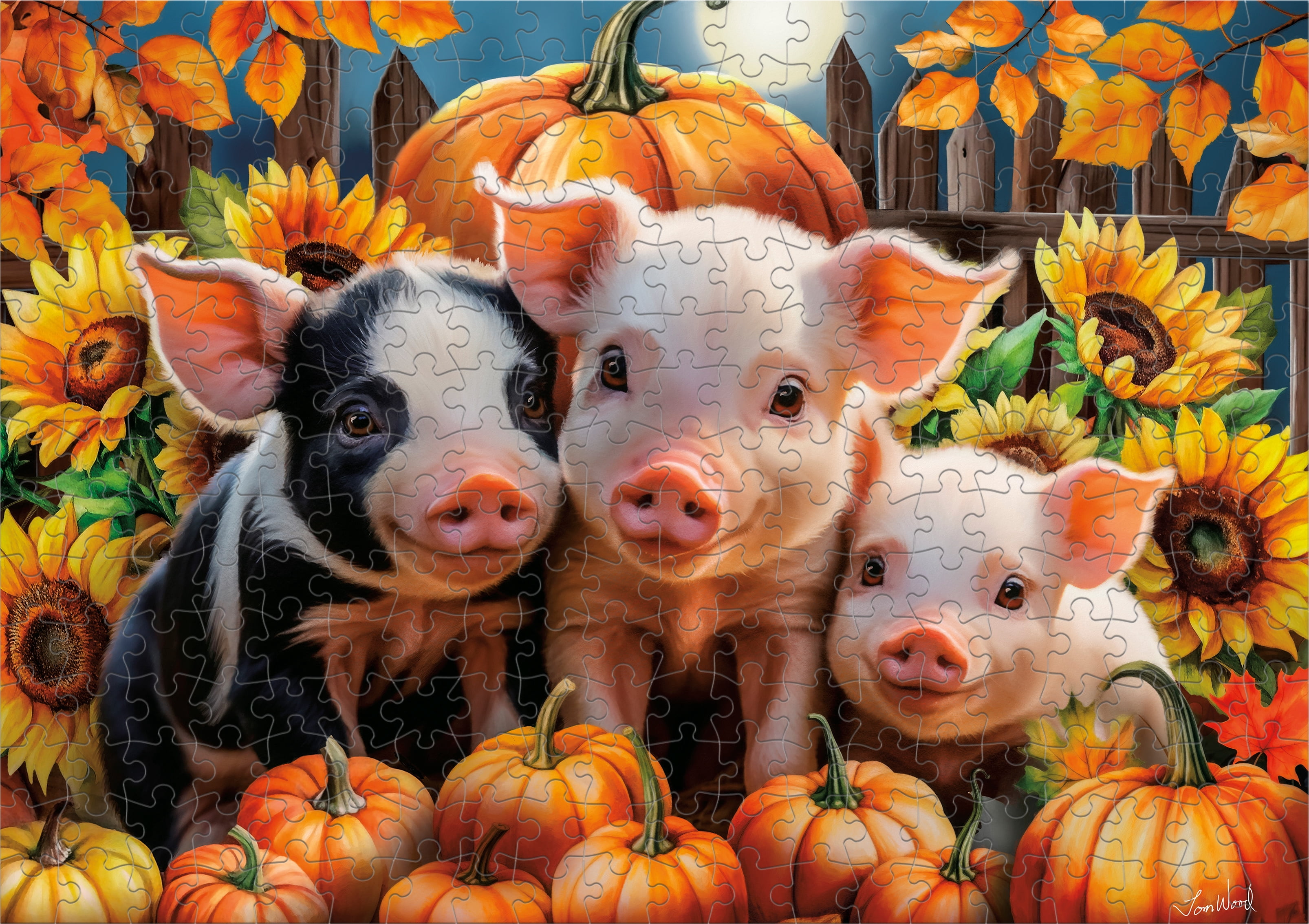 Ceaco Pumpkin Piglets 500-Piece Interlocking Jigsaw Puzzle for Adults Ages 14+