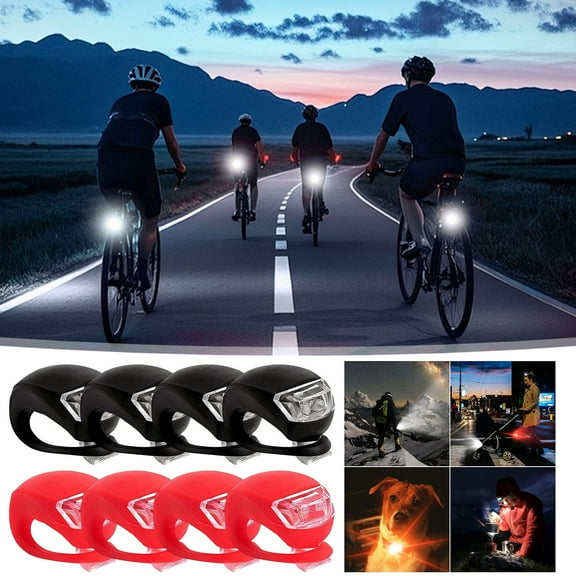 Bicycle Lights for Night Riding Front and Rear - Bicycle Light Pram Light Silicone with Battery and 3 Light Functions, Multi-Purpose Waterproof LED Warning Light Scooter Light LED Backpack Light
