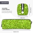 thumbnail image 3 of Cauagu Lime green glitter Print Leather Pencil Pen Case - Stationery Bag Portable Stationery Bag Big Capacity Pencil Pouch Cosmetic Organizer Bag for Men & Women, 3 of 7