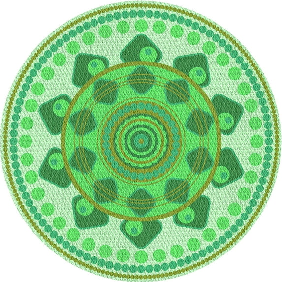 Ahgly Company Machine Washable Indoor Round Transitional Jade Green Area Rugs, 7' Round