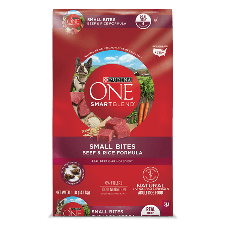 Purina ONE Natural Dry Dog Food; SmartBlend Small Bites Beef & Rice Formula - 31.1 lb.