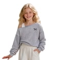 thumbnail image 4 of Gaexia Girls Off Shoulder Pullover Sweatshirt Long Sleeve Bow Graphic Cold Shoulder Casual Top for Fall Girls, 4 of 4