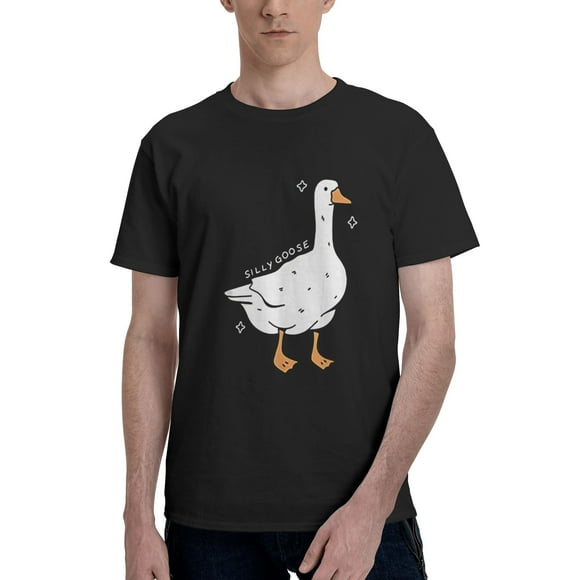 T-Shirt Basique à Manches Courtes pour Homme, Drôle d'Oie Stupide, Mignon Amateur d'Oie, Noir, XX-Grand