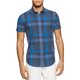 thumbnail image 1 of Calvin Klein Seersucker Camisa con botones para hombre, azul, pequeño Calvin Klein Botones al frente, 1 of 1