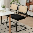 thumbnail image 4 of JXXRZ Rattan Dining Chairs Set of 2, Mid Century Modern Kitchen Side Chairs for Dining Living Room, Velvet Upholstered Dining Chairs, Black, 4 of 9