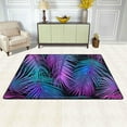 thumbnail image 2 of Dreamtimes Galaxy Tropical Palm Leaves Area Rug, 36"x24" Green Purple Non-Slip Washable Indoor Door Mat, Absorbent Floor Mat for Bedroom Kitchen Entryway Bathroom, 2 of 7