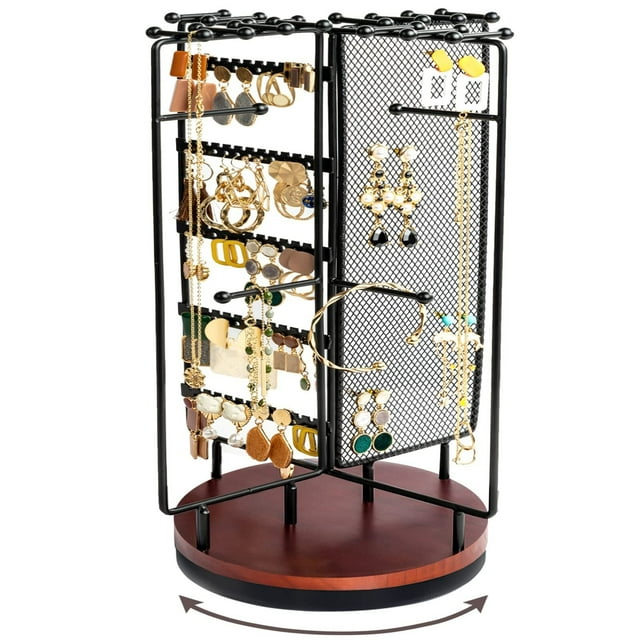 Soporte para Joyas, Estante Organizador con 28 Ganchos para Collares Pendientes Pulseras -Negro