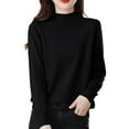 thumbnail image 3 of Gyexs Fall Sweaters for Women Wool Fall Winter Casual Long Sleeve Sweaters Fall Loose Knit Pullover Sweater Tops Women's Fashion, Black, Size L, 3 of 5