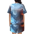 thumbnail image 6 of Haiem Red And Blue Fire Mountains Pattern Pajama Set for Women 2 Piece Lounge Set Short Sleeve Tops and Shorts Soft Sleepwear-Medium, 6 of 7