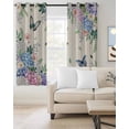 thumbnail image 2 of Watercolor Flowers Blackout Curtains for Bedroom Living Room Darkening Curtains 54 Inch Long Spring Floral Butterflies Botanical Beige Short Curtain for Small Window Treatment Drapes 52"x54"x2, 2 of 9