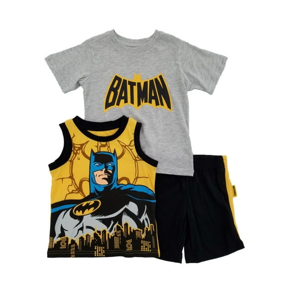 Batman DC Comics Toddler Boys 3-Piece Graphic Tee, Tank Top & Shorts Set 2T