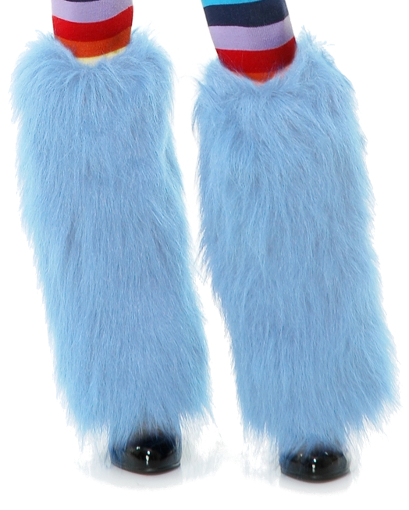 Child Girls Cotton Candy Blue Anime Cartoon Monster Furry Leg Warmers