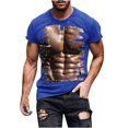 thumbnail image 4 of ZCFZJW Summer T-Shirts for Men Big and Tall 3D Fake Muscle Pattern Graphic Short Sleeve Crew Neck Workout T Shirt Loose Fit Soft Cotton Pullover Tops Blue XXXL, 4 of 6