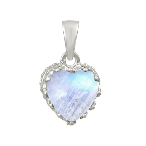 7 MM Heart Shape Natural Moonstone 925 Sterling Silver Valentines Day Gifts Pendant