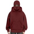 thumbnail image 4 of Aoiroe Men’s Long Sleeve Fishing Shirt with Face Gaiter Hoodie,Men’s Long Sleeve Fishing Shirt with Face Gaiter Hoodie,Casual Pullover Fall Winter,Hood with neck Gaiter,Cowl Neck Sweatshirts Wine S, 4 of 4