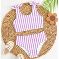 thumbnail image 6 of Shadoumai Girls Swimsuits Size 10-12 Cutout Bikini Tie-Straps Tankini for Girls Two Piece Ruffle Bathing Suit Tropical Printed Swimwear Shorts and Skirt, 6 of 6