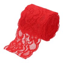 Uxcell Lace Trim 5 Yards 2 inch Flower Elastic Lace Ribbons for Craft Gift Package Decoration Wedding Headbands Red