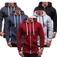 thumbnail image 5 of Gupgi Hommes Couleur Unie Capuche à Manches Longues Sweat en Coton Hiver Classique, 5 of 5