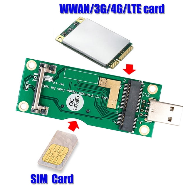 Tarjeta De Conversión Adaptador mini PCI-E a USB con ranura para tarjeta SIM de 8 pines para módulo WWAN/LTE