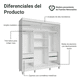 thumbnail image 4 of Ropero Madesa Reno 3 Puertas Corredizas Con Espejo y Pies BN, 4 of 9