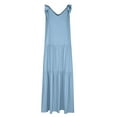thumbnail image 6 of up to 60% off Gifts Usmixi Formal Dresses for Women Casual Plus Size Loose Flowy Ruffle Swing Tie Strap Long Dresses Round Neck Sleeveless Solid Summer Maxi Dress Blue l, 6 of 6