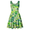 thumbnail image 5 of EGNMCR St Patricks Day Sundress for Women Shamrockes Print Luck Green Irish Outfits Neck Dresses Sleeveless V-Neck Midi Dress Casual Loose Beach Dress Sundress Cocktail Party Evening Dress, 5 of 5