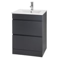thumbnail image 1 of Gabinete Para Baño KingsHouse Mueble Lavamanos Ovalín Monomando 2 Cajones Organizador Fibra de Madera MDF gris, 1 of 7