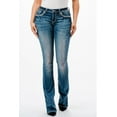 thumbnail image 2 of Grace in LA Women's Stone Washed Blue Embroidered Pockets Stretch Bootcut Jeans (25, Blue), 2 of 3