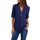 thumbnail image 1 of Camisa holgada de gasa para mujer - Top de manga larga con cremallera en tallas grandes - Color liso, estilo moderno - S-XXXXXL, 1 of 4