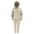 thumbnail image 5 of YUGYXL 2 Piece Y2K Sweatsuits for Women Thin Fleece Outfits Fashion Hoodie Sweatshirt Match Straight Leg Sweatpants Jogger Tracksuit Set Today's Beige,XL, 5 of 6