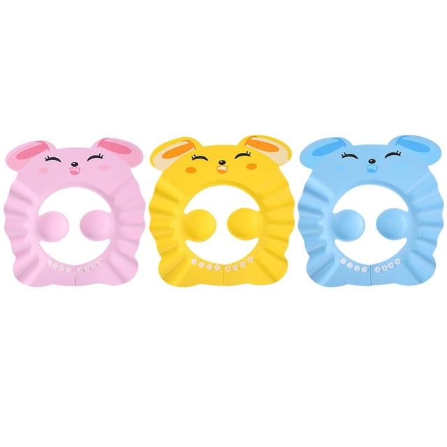 Minkissy 3 Pcs Chapeau Rond Bleu pour Shampooing Bébé pour Enfants Bonnet de Lavage de Cheveux avec Boucle Réglable Sûr pour le Bain
