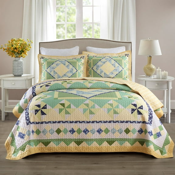 3-Piece Summer Lightweight Quilt Bedspread Set – Cool and Breathable Bedding B197