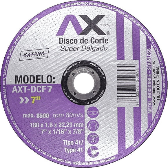 Disco de corte Abrasivo súper delgado de 7 pulgadas paquete con 50 piezas AXTECH DCF7