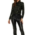 thumbnail image 1 of INSPIRE CHIC Blusa de Manga Larga Vintage Brillante con Estrellas Metálicas Doradas para Mujer Talla S Negra, 1 of 6