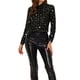 thumbnail image 1 of INSPIRE CHIC Blusa de Manga Larga Vintage Brillante con Estrellas Metálicas Doradas para Mujer Talla S Negra, 1 of 6