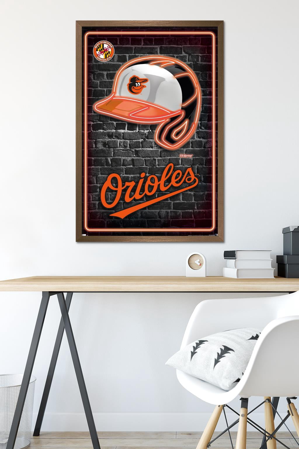 MLB Baltimore Orioles - Neon Helmet 23 Wall Poster, 22.375" x 34" Framed